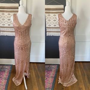 Rose Gold Sequin Maxi Dress